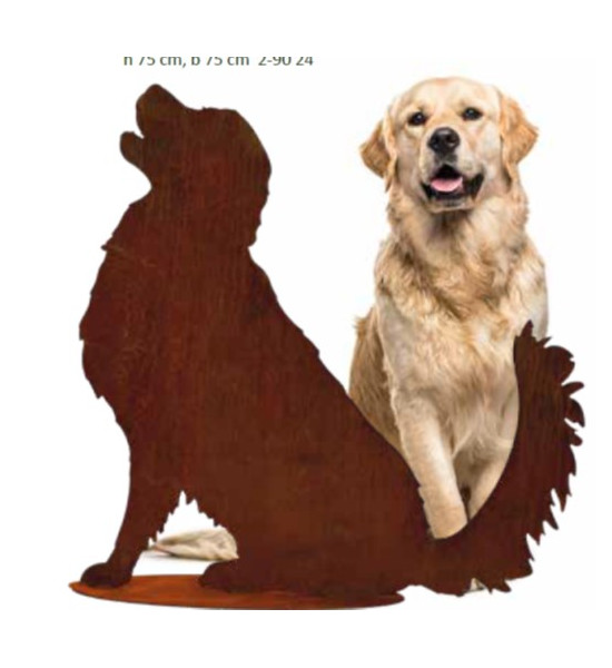 Deko Hunde Deko Hund Golden Retriever lebensgroße Figur aus Metall -  75 cm hoch 
Höhe 75 cm
Breite 
aus Stahl mit Edelrost P