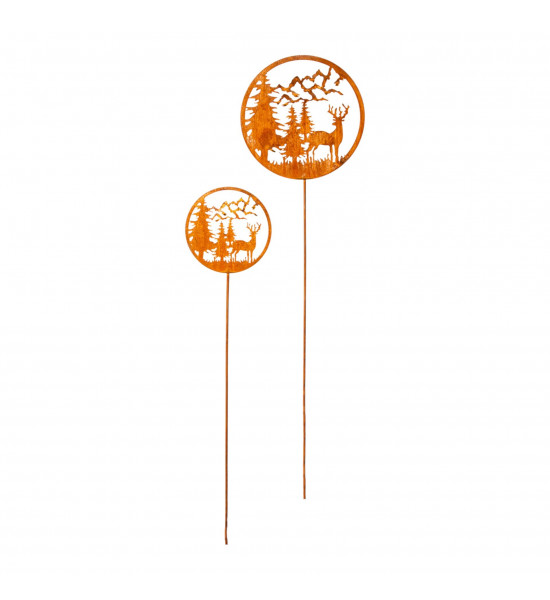 Hirsche, Wildtiere und Waldbewohner Gartenstecker Hirsch mit Berge Ø 18 cm - Höhe 97 cm - klein 
Ø 18 cm
Höhe 97 cm
