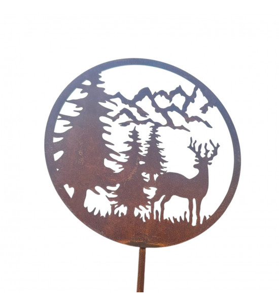 Hirsche, Wildtiere und Waldbewohner Gartenstecker Hirsch mit Berge Ø 18 cm - Höhe 97 cm - klein 
Ø 18 cm
Höhe 97 cm
