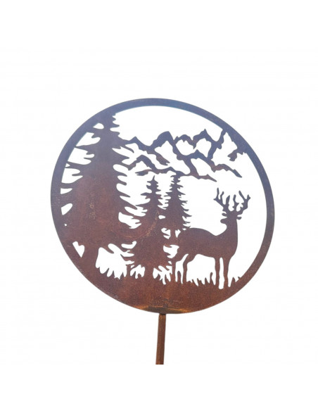 Hirsche, Wildtiere und Waldbewohner Gartenstecker Hirsch mit Berge Ø 18 cm - Höhe 97 cm - klein 
Ø 18 cm
Höhe 97 cm
