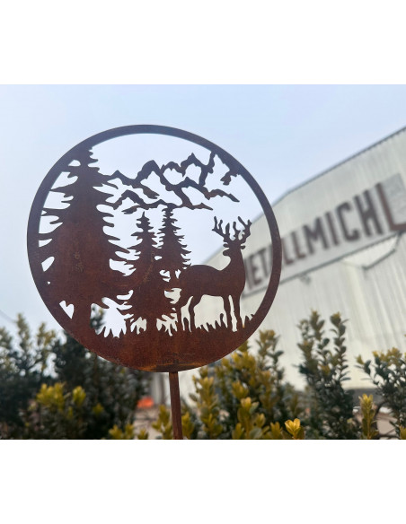 Hirsche, Wildtiere und Waldbewohner Gartenstecker Hirsch mit Berge Ø 18 cm - Höhe 97 cm - klein 
Ø 18 cm
Höhe 97 cm
