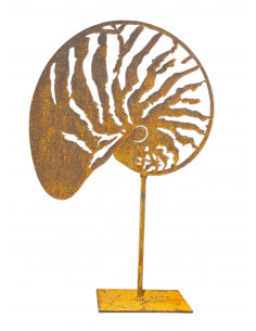 Maritime Deko Deko Muschel - Nautilus - klein - 27 x 32 cm aus Metall mit Standplatte 