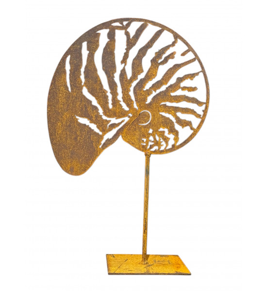 Maritime Deko Deko Muschel - Nautilus - klein - 27 x 32 cm aus Metall mit Standplatte 