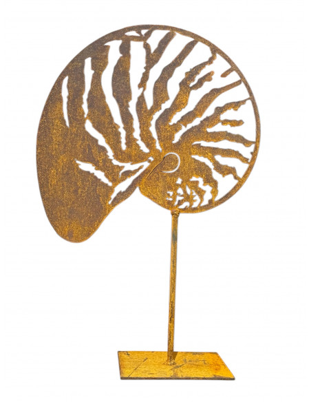 Maritime Deko Deko Muschel - Nautilus - klein - 27 x 32 cm aus Metall mit Standplatte 