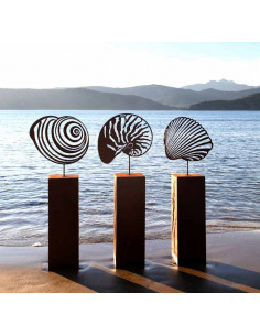 Maritime Deko Deko Muschel - Nautilus - klein - 27 x 32 cm aus Metall mit Standplatte  2
