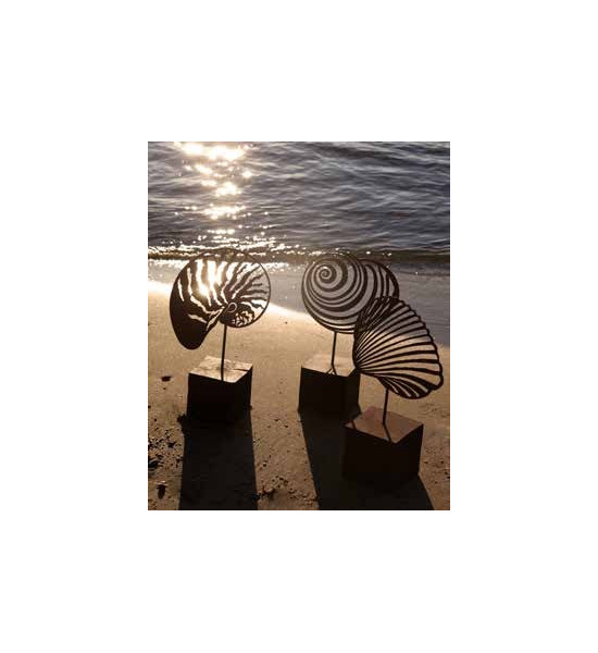 Maritime Deko Deko Muschel - Nautilus - klein - 27 x 32 cm aus Metall mit Standplatte 