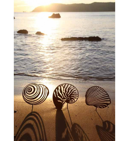 Maritime Deko Deko Muschel - Nautilus - klein - 27 x 32 cm aus Metall mit Standplatte 