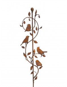 Vogel Deko Gartenstecker filigrane Ranken mit 4 x Vogel und Kugel oben - 120 cm hoch 
die 4 Vögelchen sitzen entspannt auf den 