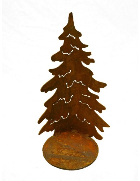 Gebogener Rost Christbaum auf Platte für Kerzen
