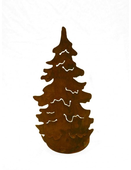 Gebogener Rost Christbaum auf Platte für Kerzen