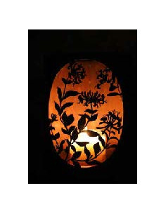 Windlichte und Kerzenhalter für Weihnachten Windlicht - mit ovalem Geißblattausschnitt - Groß - auf 3 Kugeln - Höhe 29 cm 
Höhe 2