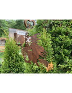 Hexen, Elfen, Drachen und Mystisches Alte Hexe als Gartenstecker - klein - 49 cm 
Höhe 49 cm
Breite 35 cm
Stablänge 100 cm
 2