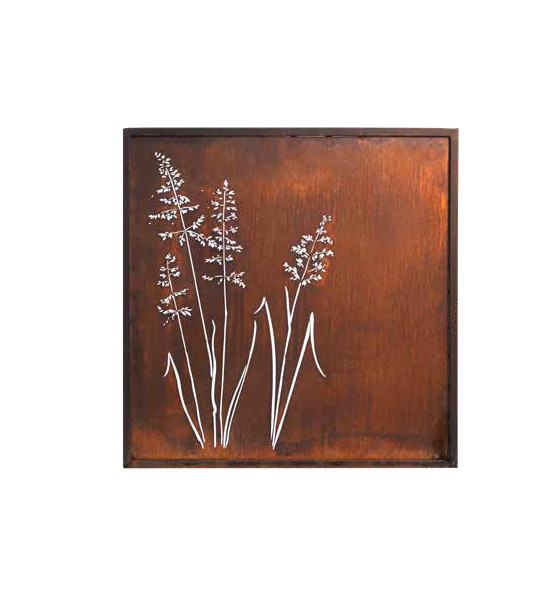 Blumen Sichtschutzwände Sichtschutz - Gräser -  quadratisch - 100 x 100 cm 
100 x 100 cm
1,5 mm Stahlblech mit Edelrost Patina