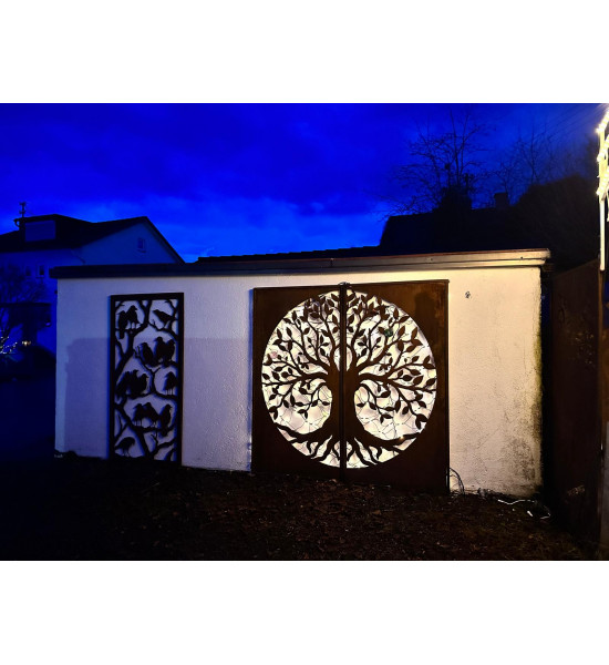 Sichtschutzwände und Paravents Metall Sichtschutzwand mit halbem - Baum des Lebens - 2 mm - Plasmaschnitt 
1 Sichtschutzwand mi