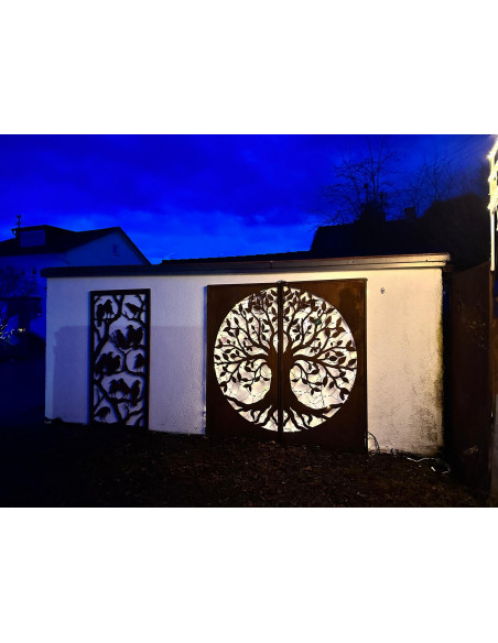 Sichtschutzwände und Paravents Metall Sichtschutzwand mit halbem - Baum des Lebens - 2 mm - Plasmaschnitt 
1 Sichtschutzwand mi