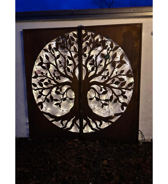 Sichtschutzwände und Paravents Metall Sichtschutzwand mit halbem - Baum des Lebens - 2 mm - Plasmaschnitt 
1 Sichtschutzwand mi