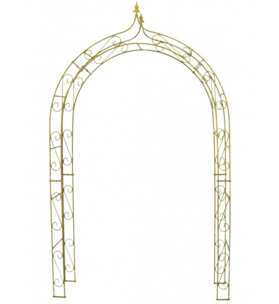 Start Rosenbogen mit Spitze - Höhe 230 cm - Breite 120 cm - Schlosserqualität Metall mit Rostpatina 
oben mit Lilienspitze
Bre