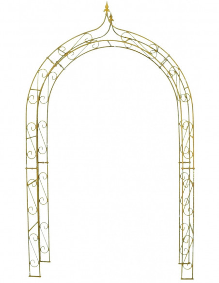 Start Rosenbogen mit Spitze - Höhe 230 cm - Breite 120 cm - Schlosserqualität Metall mit Rostpatina 
oben mit Lilienspitze
Bre