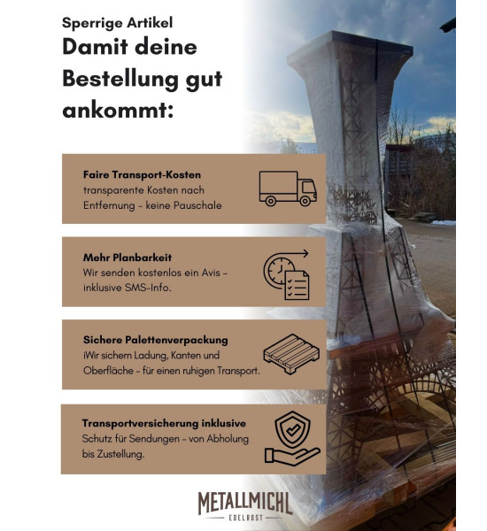 Edelrost Eiffelturm - Höhe 340 cm -...