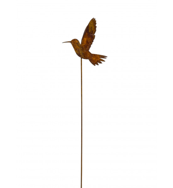 Vogel Deko Kolibri mit doppelten Flügeln auf Wackelstab ca. 16x14cm, Stab 100cm,