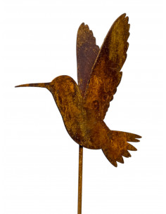 Vogel Deko Kolibri mit doppelten Flügeln auf Wackelstab ca. 16x14cm, Stab 100cm,