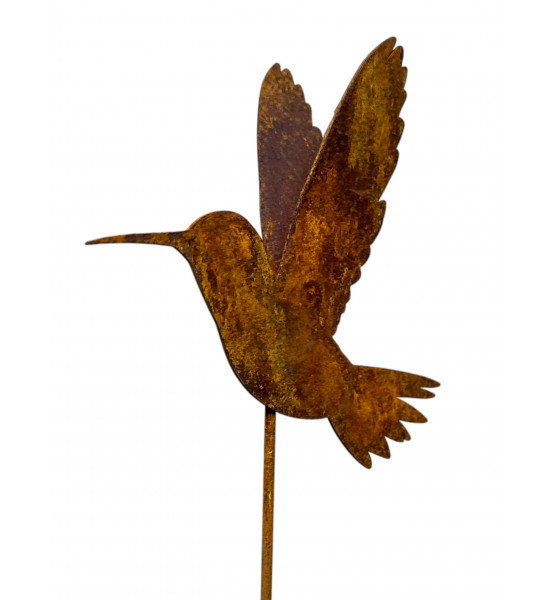 Vogel Deko Kolibri mit doppelten Flügeln auf Wackelstab ca. 16x14cm, Stab 100cm,
