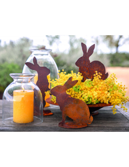 Hasen Deko Hase - Coniglio - Hoch sitzend - Höhe 17 cm 
sitzender Hase als Tischdeko oder Fensterbank-Deko für Ostern und Frühl