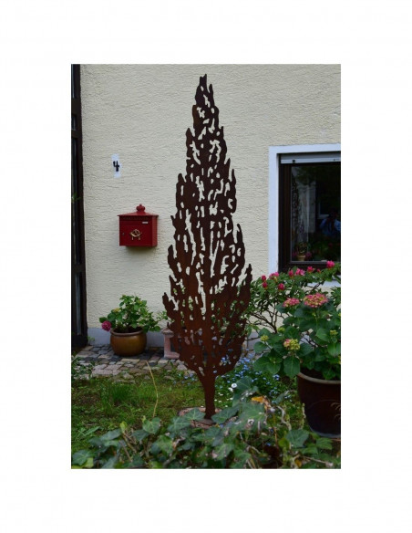 Blumen und Bäume Edelrost Zypresse - Toscana - Höhe 200 cm - mit Hülse 
Edelrost-Zypresse für den Garten als Metallskulptur
Hö
