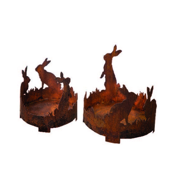 Osterhasen Edelrost Hasentablett rund - Ø 20 cm - klein 
Höhe 18 cm
Breite 20 cm
