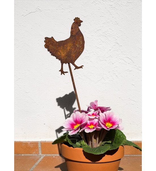 Hühner, Gockel und Küken kleiner Deko Hahn als Stecker - Höhe 13 cm 
kleiner Blumentopstecker für Ostern und Frühjar, dieser Ha