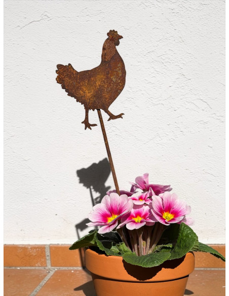 Hühner, Gockel und Küken kleiner Deko Hahn als Stecker - Höhe 13 cm 
kleiner Blumentopstecker für Ostern und Frühjar, dieser Ha