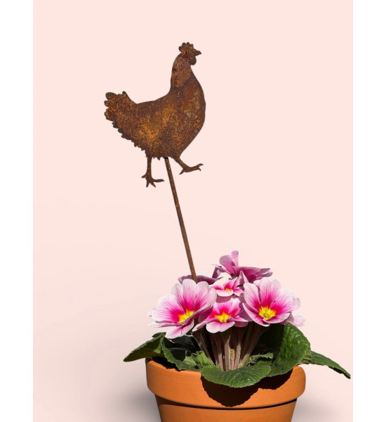 Hühner, Gockel und Küken kleiner Deko Hahn als Stecker - Höhe 13 cm 
kleiner Blumentopstecker für Ostern und Frühjar, dieser Ha