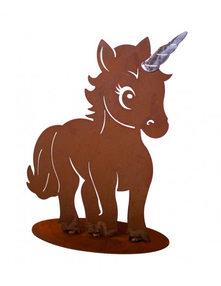 Feengarten märchenhafte Gartendeko Gartenfigur Einhorn Kind - Glitter - mit glänzendem Horn - 42 cm hoch 
Höhe: 42 cm
Breite: 