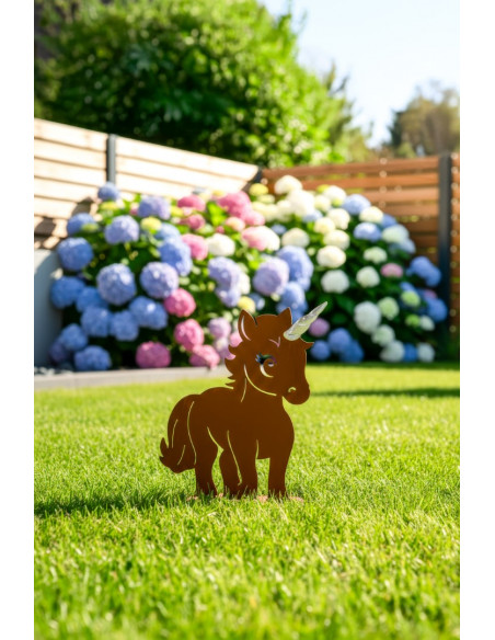 Feengarten märchenhafte Gartendeko Gartenfigur Einhorn Kind - Glitter - mit glänzendem Horn - 42 cm hoch 
Höhe: 42 cm
Breite: 