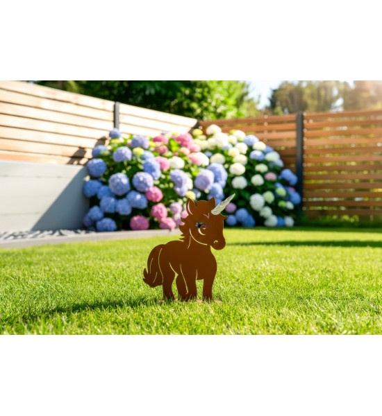 Feengarten märchenhafte Gartendeko Gartenfigur Einhorn Kind - Glitter - mit glänzendem Horn - 42 cm hoch 
Höhe: 42 cm
Breite: 