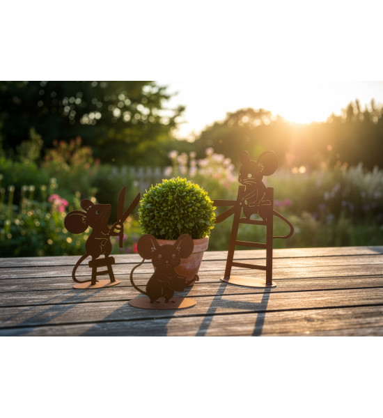 Pferde + Esel fleißige Gartenmaus mit Gießkanne Höhe 15 cm Höhe 15 cm
Breite: 14,5 cm