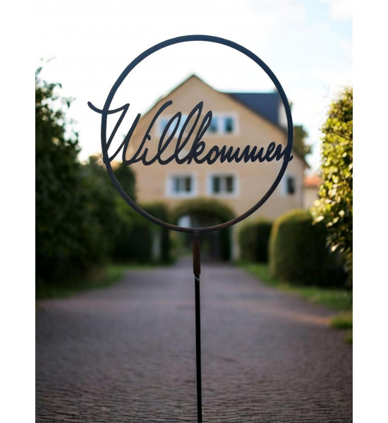 Deko Ringe Willkommen Schriftzug im Ring aus Metall mit Steckverbindung - Ø 30 cm 
schöner Willkommen Schriftzug aus Metall im 