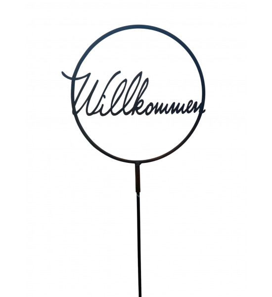 Deko Ringe Willkommen Schriftzug im Ring aus Metall mit Steckverbindung - Ø 30 cm 
schöner Willkommen Schriftzug aus Metall im 