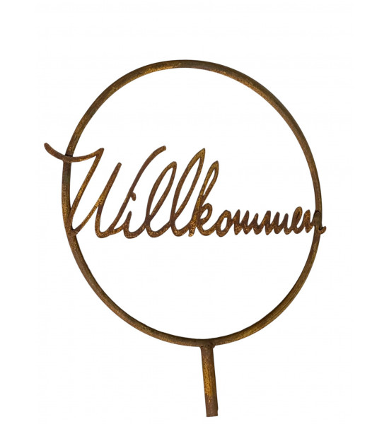 Deko Ringe Willkommen Schriftzug im Ring aus Metall mit Steckverbindung - Ø 30 cm 
schöner Willkommen Schriftzug aus Metall im 