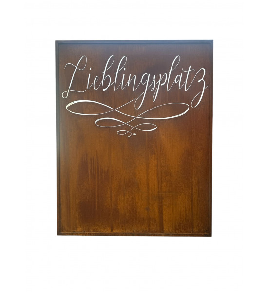 Sichtschutzwände und Paravents Sichtschutzwand Metall mit Lieblingsplatz Schriftzug in Schreibschrift - Höhe 150 cm - Breite 120