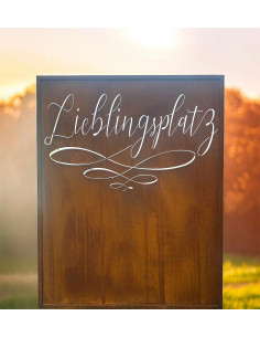 Sichtschutzwände und Paravents Sichtschutzwand Metall mit Lieblingsplatz Schriftzug in Schreibschrift - Höhe 150 cm - Breite 120 2