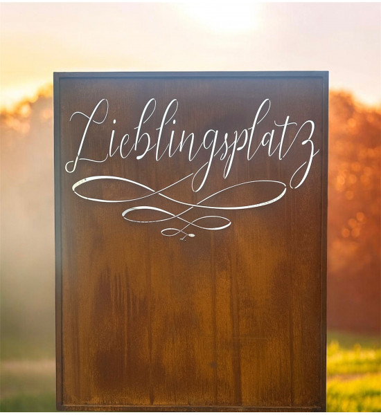 Sichtschutzwände und Paravents Sichtschutzwand Metall mit Lieblingsplatz Schriftzug in Schreibschrift - Höhe 150 cm - Breite 120