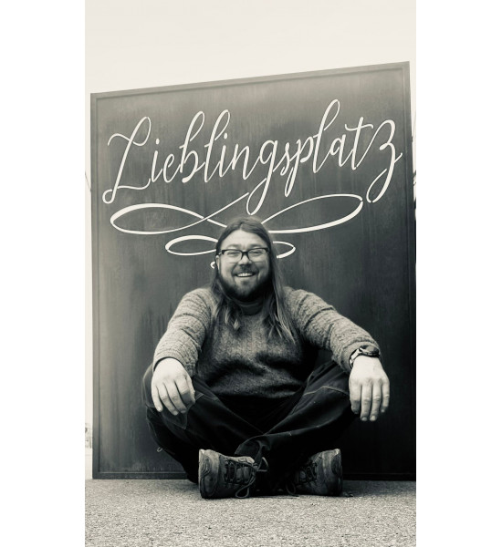 Sichtschutzwände und Paravents Sichtschutzwand Metall mit Lieblingsplatz Schriftzug in Schreibschrift - Höhe 150 cm - Breite 120