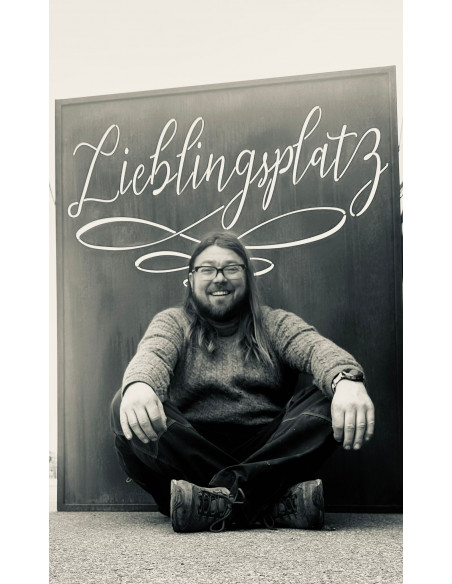 Sichtschutzwände und Paravents Sichtschutzwand Metall mit Lieblingsplatz Schriftzug in Schreibschrift - Höhe 150 cm - Breite 120