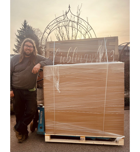 Sichtschutzwände und Paravents Sichtschutzwand Metall mit Lieblingsplatz Schriftzug in Schreibschrift - Höhe 150 cm - Breite 120