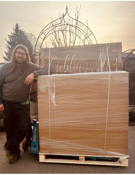 Sichtschutzwände und Paravents Sichtschutzwand Metall mit Lieblingsplatz Schriftzug in Schreibschrift - Höhe 150 cm - Breite 120