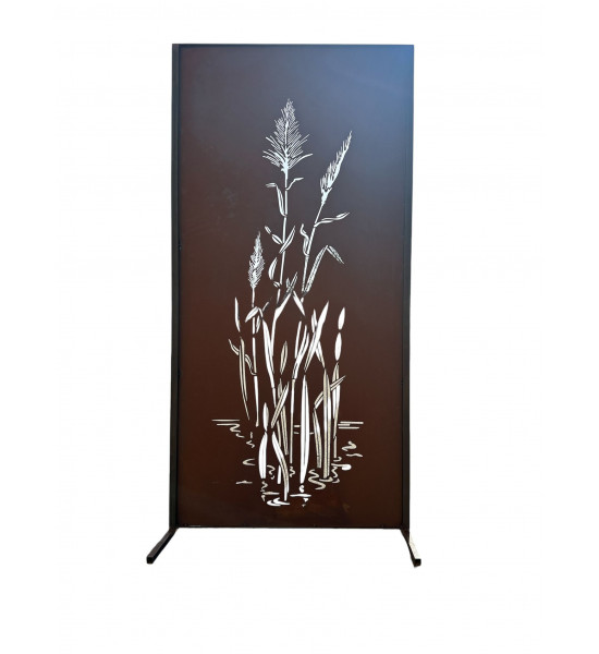 Metall Sichtschutzwand China Gräser 200 cm hoch - mittig angeschweißt mit Schilfgras Motiv 
Dieser 2 Meter hohe Sichtschutz mit