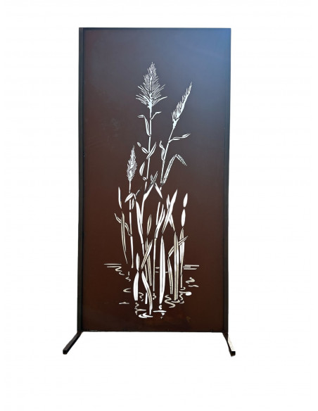 Metall Sichtschutzwand China Gräser 200 cm hoch - mittig angeschweißt mit Schilfgras Motiv 
Dieser 2 Meter hohe Sichtschutz mit