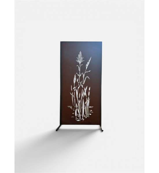Start Metall Sichtschutzwand China 200 cm hoch - mittig angeschweißt mit Schilfgras Motiv 
Dieser 2 Meter hohe Sichtschutz mit 