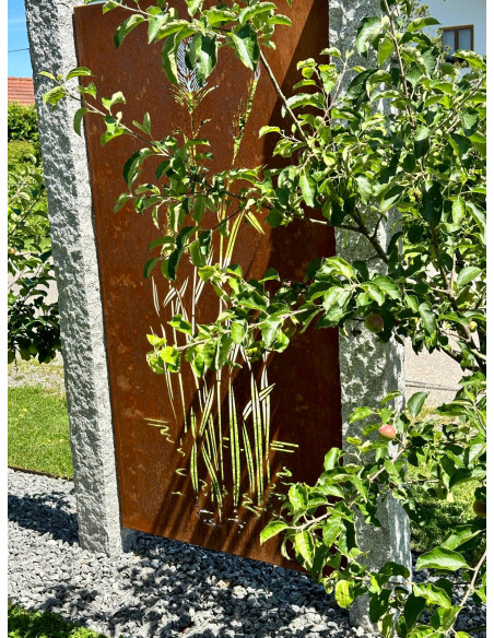 Trennwand und Sichtschutzzaun Metall 180 cm hoch Sichtschutzwand Metall mit Motiv China Gras - Höhe 180 cm - Trennwand Garten Ed